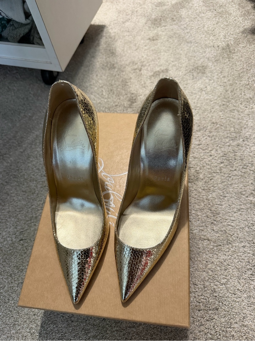 Gold Pointed Toe Women's Pumps - Designer Style